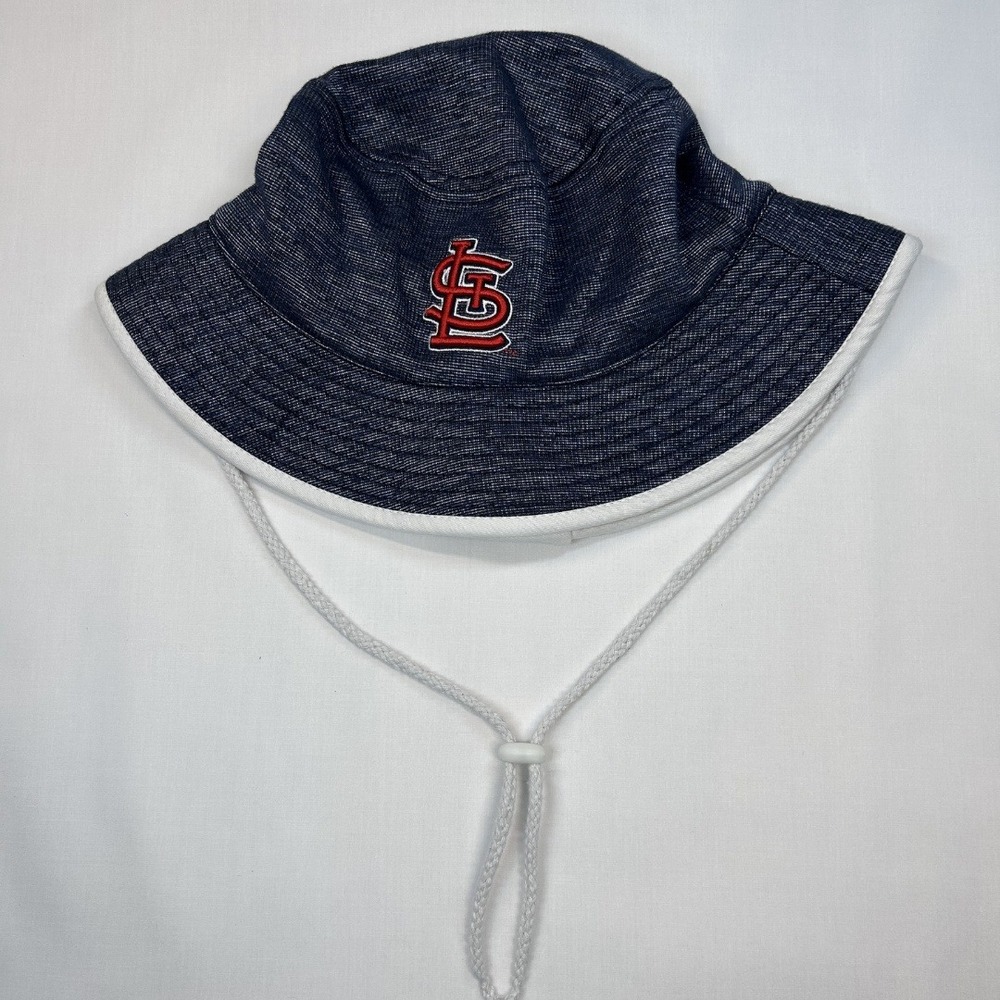 St. Louis Cardinals Unisex Bucket Hat Embroidered Logo Denim, Grey Preloved
